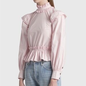 GANNI Open Back Pink Blouse